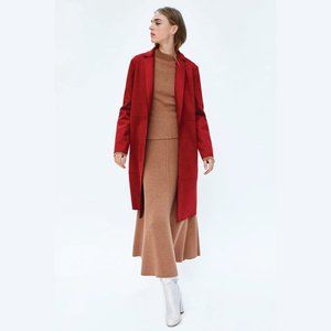 Red Zara Faux Suede Coat Size XL